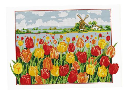 Kit De Punto De Cruz, Diseño De Flores Tulipanes