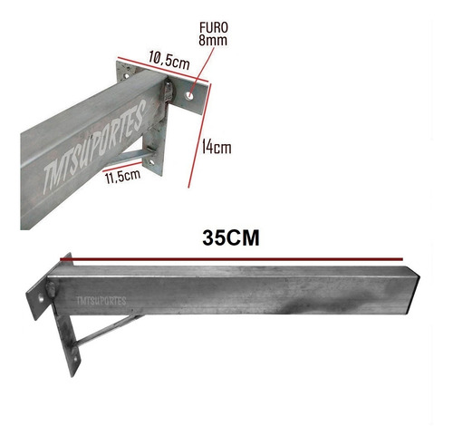 3 Suportes Mão Francesa Grapa Parafusar 35cm Lavabo Pias
