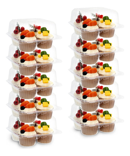 80 Recipiente Plastico Para Cupcake 4 Compartimento Caja
