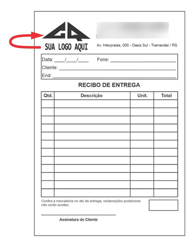 40 Blocos Recibo De Entrega Personalizado 14x10 - 2.000 Fls