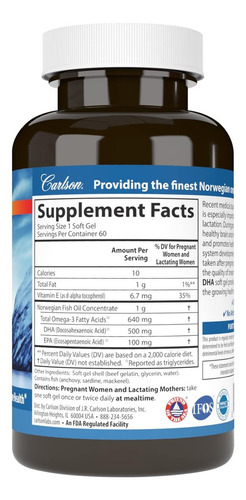 Carlson Labs Dha Para Madres 500 Mg 60 Softcaps