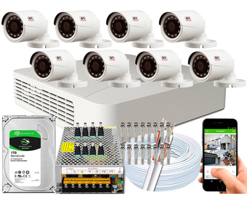 Imagem 1 de 5 de Kit 8 Câmeras Jfl Chd-1230p Hd 720p Dvr 8 Canais Dhd-2108n