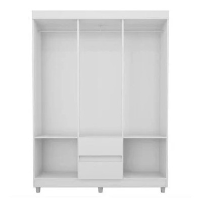Imagem 3 de 3 de Guarda Roupa Roupeiro Casal 6 Portas 2 Gavetas Branco
