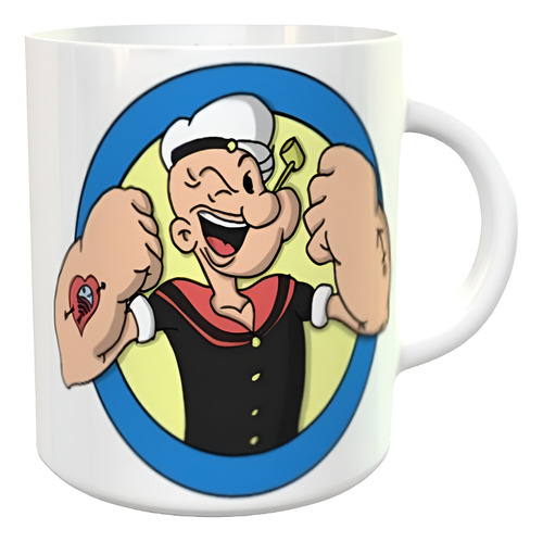 Taza Cerámica Sublimada Popeye Blanco Popeye D1