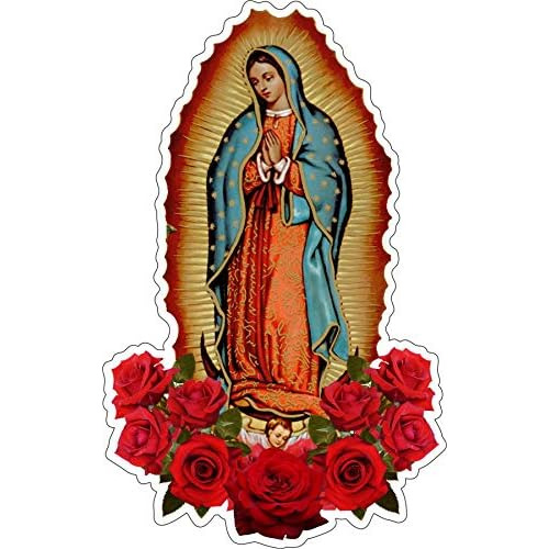 Pegatina De Vinilo De Virgen María Rosas (elige Tu Tam...