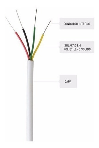 Cabo De 2 Pares 4 Vias 0,50mm P/ Interfone E Alarme 50m Al5