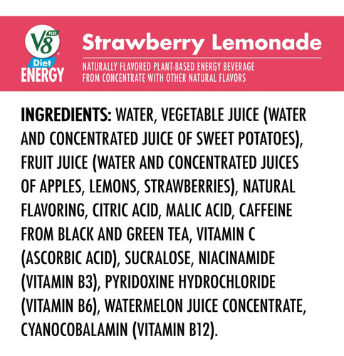 V8 Plus Bebida Energética Limonada De Fresa Dietética