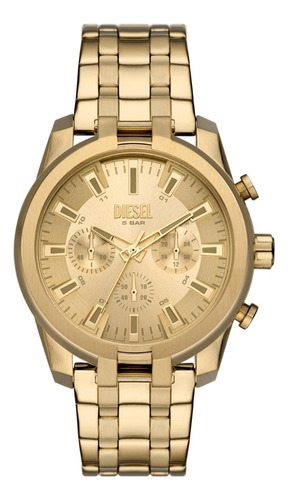 Reloj Hombre Diesel Split Chrono De Acero Color De La Correa Dorado