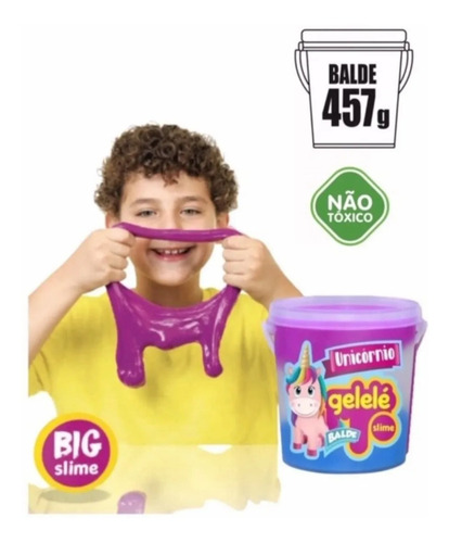 Imagem 3 de 7 de Slime Gelele 1 Balde Slime Unicornio 3 Cores 457g Sortidas