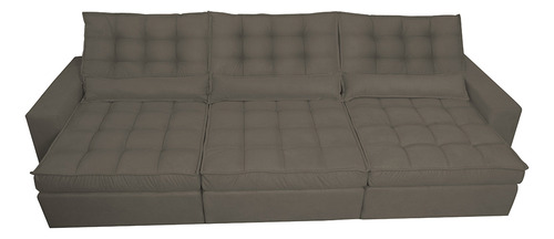 Sofá Retrátil e Reclinável 3,52m com Molas Ensacadas Cama Inbox Gold Tecido Suede Velusoft Café