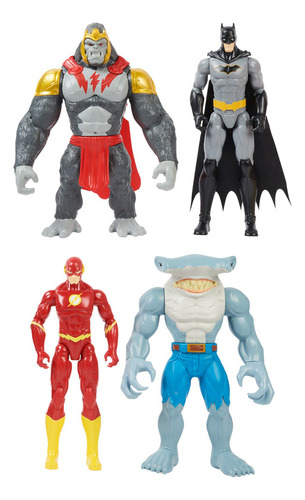 Set 4 Figuras Batman,flash,gorilla Grodd,king Shark 30 Cm