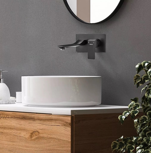 Grifería Lavatorio Pared Peirano Soria Black Monoc 63-192 Color Negro
