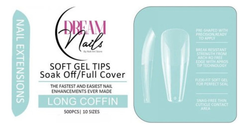 Tips Soft Gel - Long Coffin - Dream Nails (500pcs)