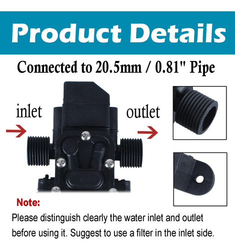 Bomba De Agua De Diafragma De 12 V Cc 72 W 0.9 Mpa, Bom...
