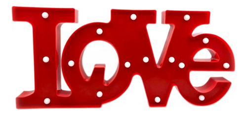 Cartel Luminoso Love Rojo A Pilas 1 Unidad 23,5 X 52 Cm