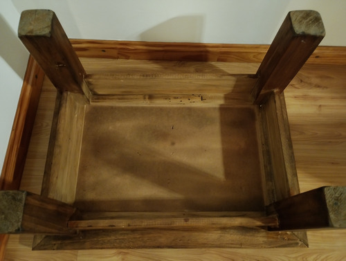 Mesa Ratona Rústica Cerealera Con Vidrio Marrón (Usado)
