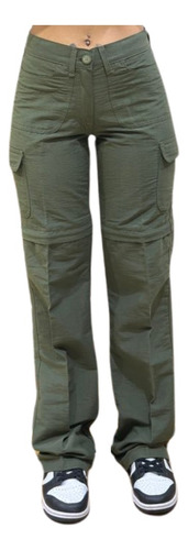 Pantalon Cargo Desmontable Dama Trekking - Gaucho Verde Musgo 42