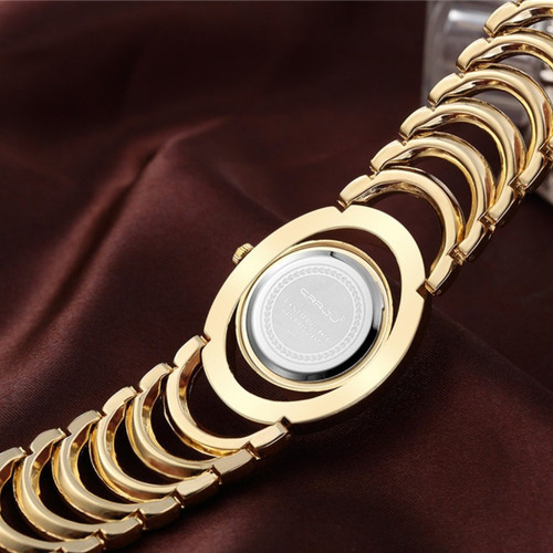 Relojes De Cuarzo Crrju Elegant Diamond Para Mujer Color Del Fondo Dorado
