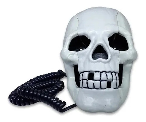 Teléfono Fijo Cráneo Dorado Calavera Con Ojos Led Alámbrico