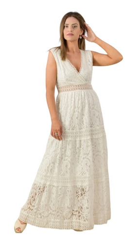 Vestido Mujer Broderie Importado Boho Hippie Chic Encaje