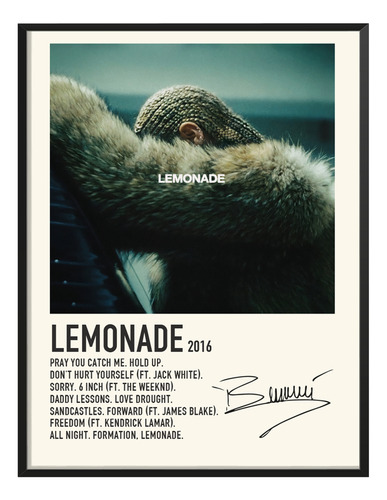 Poster Beyonce Album Music Tracklist Exitos Lemonade 80x60