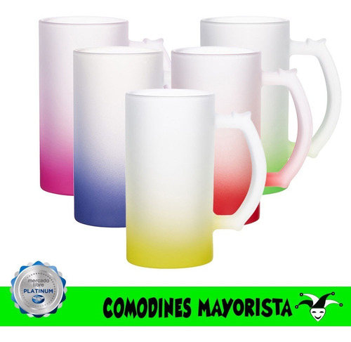 Imagen 2 de 3 de Jarra Cerveza Esmerilada Colores Para Sublimación Por Mayor
