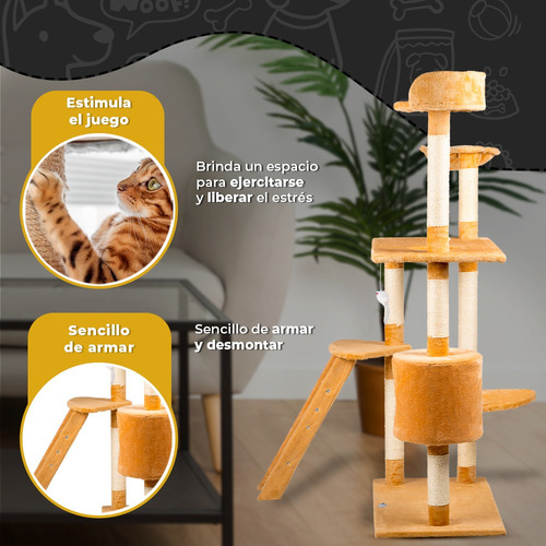 Mueble Rascador Gato Casa Hamaca Escalera 158 Cms Gatos 8459