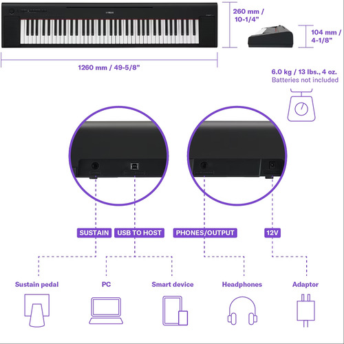 Piano Digital Np 35b Preto 76 Teclas Yamaha Com Suporte X