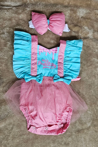Disfraz Mis Pastelitos Tutu Pañalero Para Bebé + Diadema Con Moño