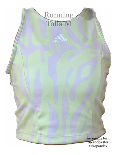 Top Sin Mangas adidas Running Verde Blanco Mujer