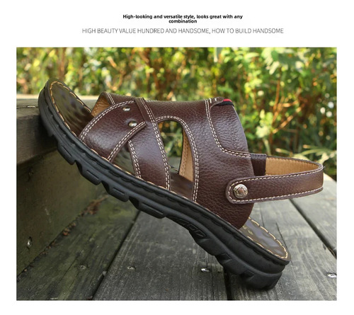 Sandalias De Playa De Cuero Para Hombre Antideslizantes Y Tr