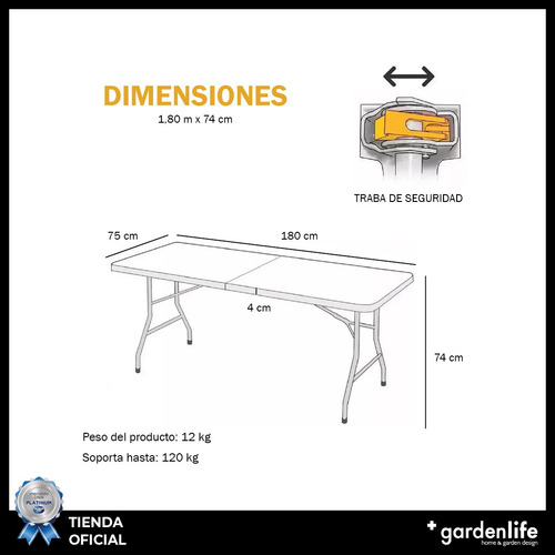 Mesa Picnic 1.80mt Plegable