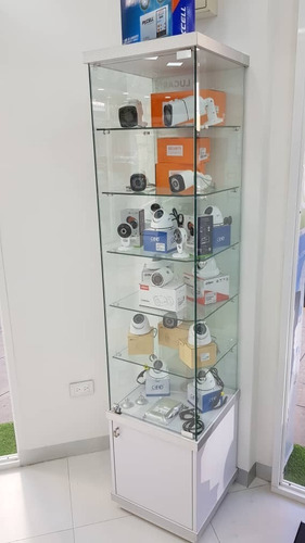 Vitrina Exhibidora De Vidrio Con Iluminacion Y Deposito
