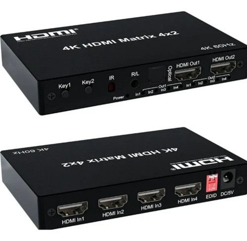 Matrix Hdmi 4x2 4k Full Hd C/áudio Óptico