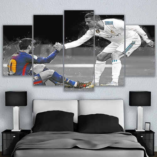 5 Cuadros Decorativos Cristiano Y Messi Diseño Art 150x84cm 