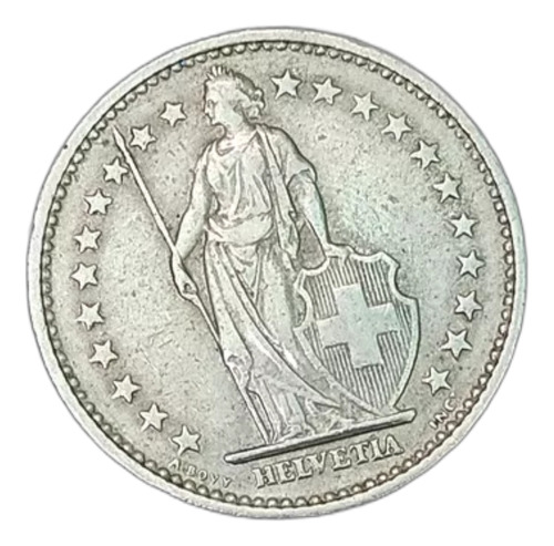 2 Francos Suiza 1968 Moneda Antigua Cuproniquel  Colección