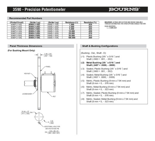 Potenciometro De Precision 10 Vueltas 2w 10k 3590s-2-103l