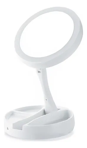 Espejo De Maquillaje Tocador Con Aro Led Plegable 1x Y 10x