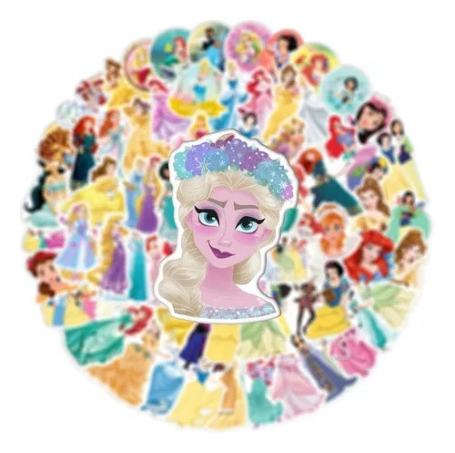 Stickers Autoadhesivos - Mix Princesas Disney (100 Unidades)
