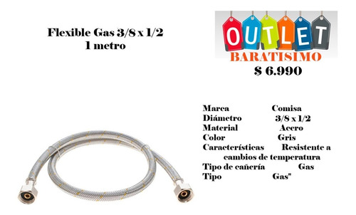 Flexible Gas 3/8 X 1/2 1 Metro Comisa