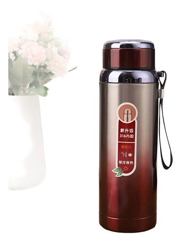 Termo 1 L Vaso Botella Acero Inoxidable Agua Fría/caliente Rojo Degradado