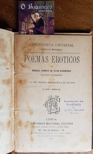 Poemas Eróticos - Manuel Ignacio Da Silva Alvarenga - 1889
