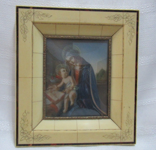 Cuadro Miniatura La Virgen Del Libro Pintada A Mano Firmada