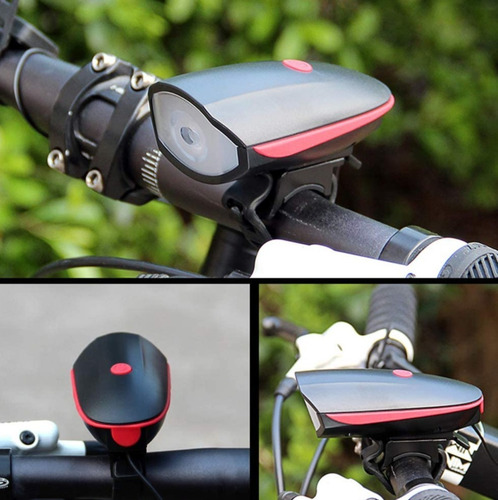 Imagen 3 de 9 de Luz Para Bicicleta Led Con Bocina Potente Recargable Usb