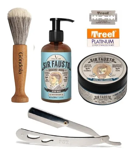 comprar Crema De Barbear + Navaja + After Shave + Brocha Sir Fausto