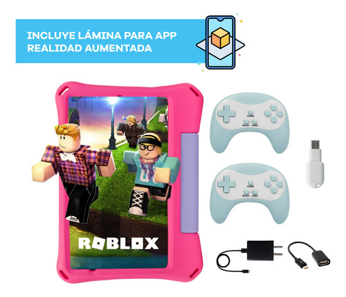 Tablet T-go Kids 8 Android 14 Con 2 Joysticks 4gb Ram 64gb Realidad Aumentada Funda Antigolpes Color Rosa Control Parental App Educativas Wifi Infantil Segura Divertida