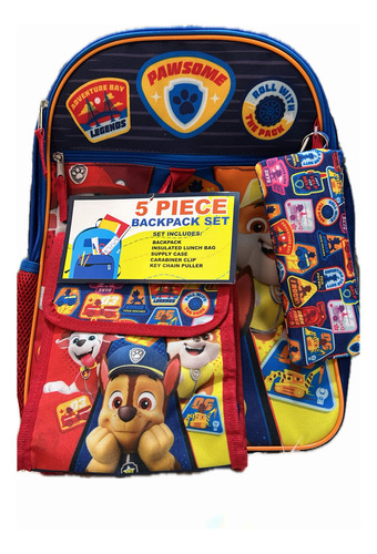Mochila Paw Patrol Escolar Con Lapicera Y Lonchera