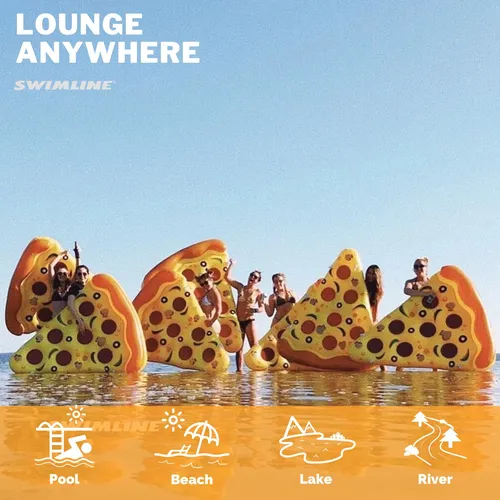 Rebanada De Pizza Inflable Pool Float Swimline Con Portavaso