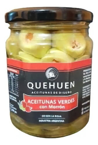 Aceitunas Verdes Rellenas Con Morrón Quehuen - 200grs