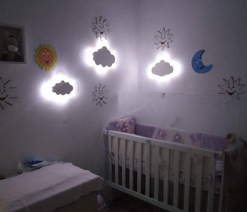 Kit Com 3 Nuvem Mdf Com Luz De Led Decoração Quarto Bebe 3p | Parcelamento  sem juros